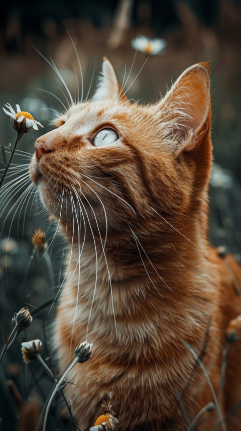 Cute Cat With Flowers Kittens Kitty Outdoor Aesthetic  (367)