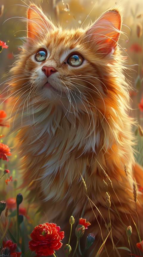 Cute Cat With Flowers Kittens Kitty Outdoor Aesthetic  (368)