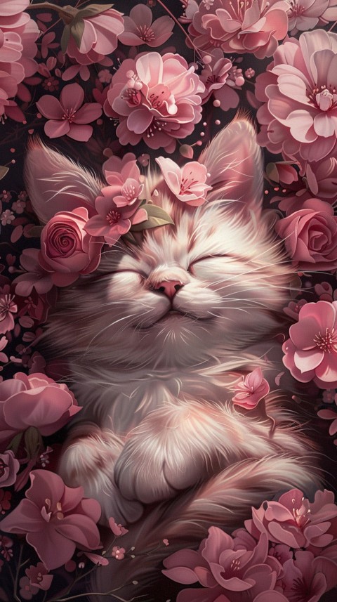 Cute Cat With Flowers Kittens Kitty Outdoor Aesthetic  (374)