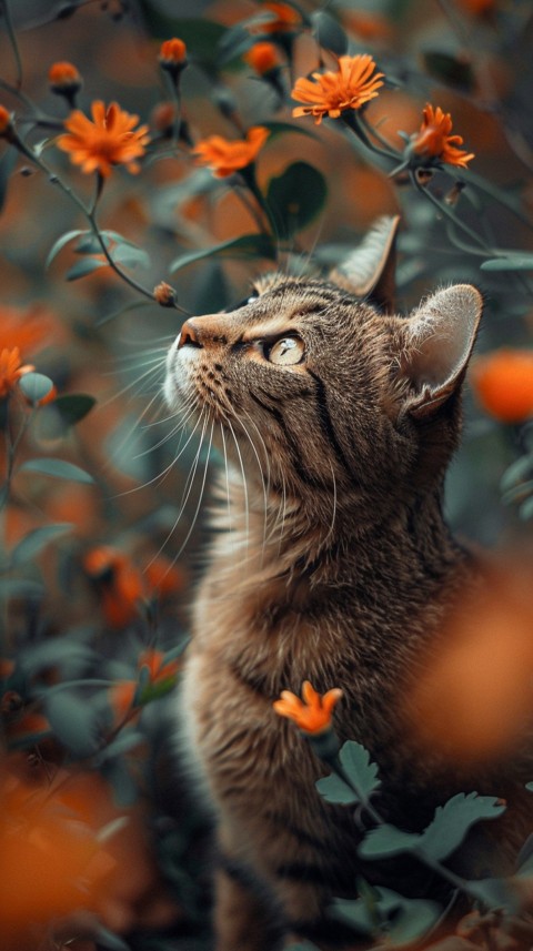 Cute Cat With Flowers Kittens Kitty Outdoor Aesthetic  (414)
