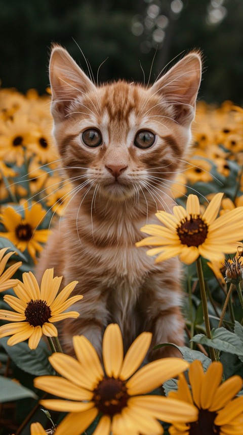 Cute Cat With Flowers Kittens Kitty Outdoor Aesthetic  (416)