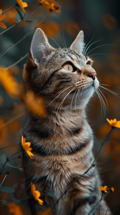 Cute Cat With Flowers Kittens Kitty Outdoor Aesthetic  (428)