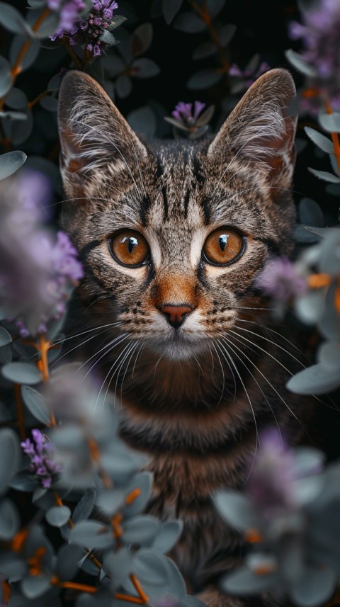 Cute Cat With Flowers Kittens Kitty Outdoor Aesthetic  (412)