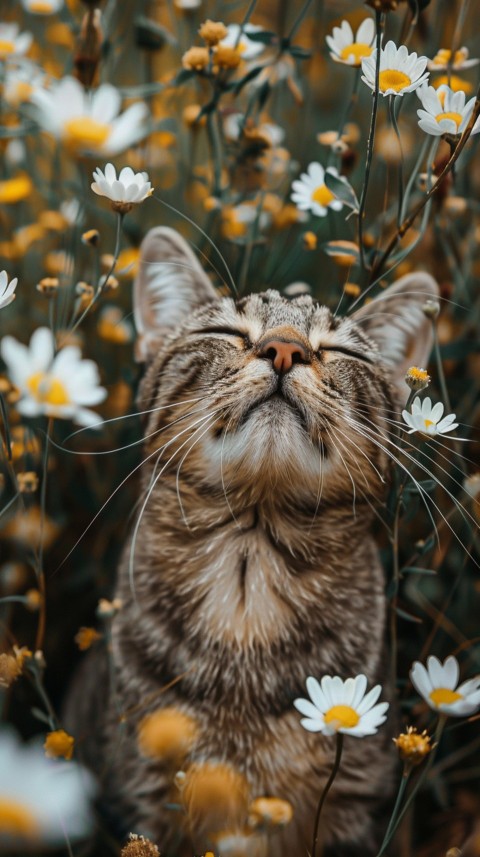 Cute Cat With Flowers Kittens Kitty Outdoor Aesthetic  (450)