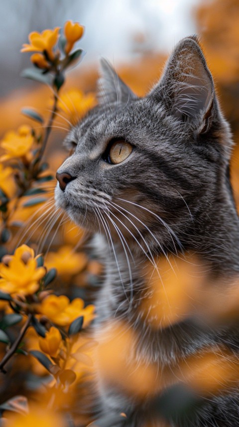 Cute Cat With Flowers Kittens Kitty Outdoor Aesthetic  (403)