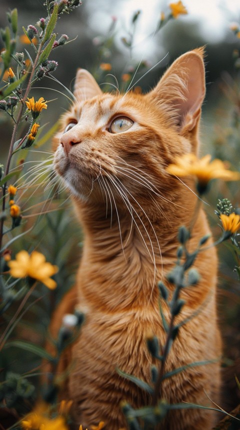 Cute Cat With Flowers Kittens Kitty Outdoor Aesthetic  (429)