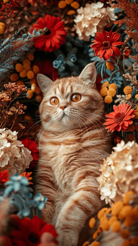 Cute Cat With Flowers Kittens Kitty Outdoor Aesthetic  (401)