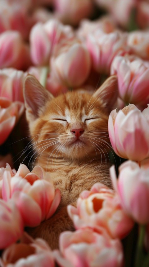 Cute Cat With Flowers Kittens Kitty Outdoor Aesthetic  (500)
