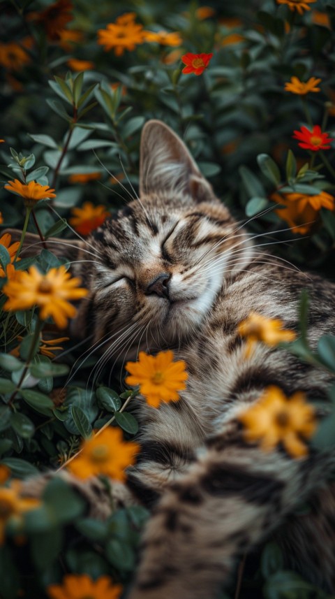 Cute Cat With Flowers Kittens Kitty Outdoor Aesthetic  (470)