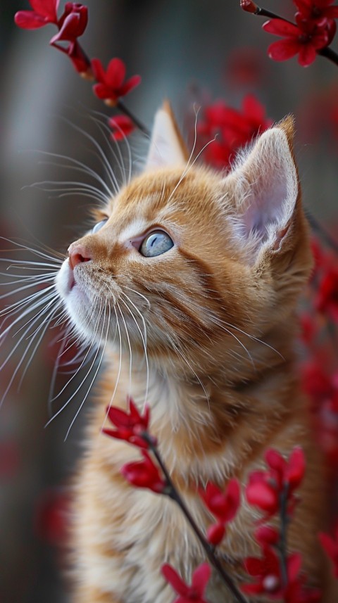 Cute Cat With Flowers Kittens Kitty Outdoor Aesthetic  (458)