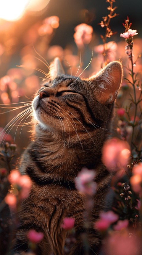 Cute Cat With Flowers Kittens Kitty Outdoor Aesthetic  (452)