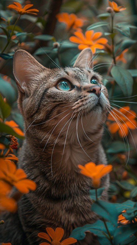 Cute Cat With Flowers Kittens Kitty Outdoor Aesthetic  (480)