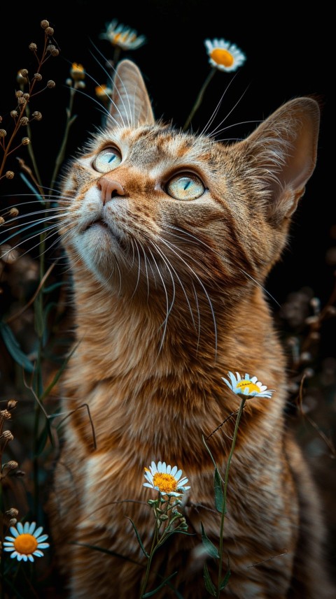Cute Cat With Flowers Kittens Kitty Outdoor Aesthetic  (454)