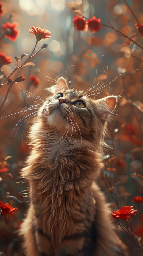 Cute Cat With Flowers Kittens Kitty Outdoor Aesthetic  (498)