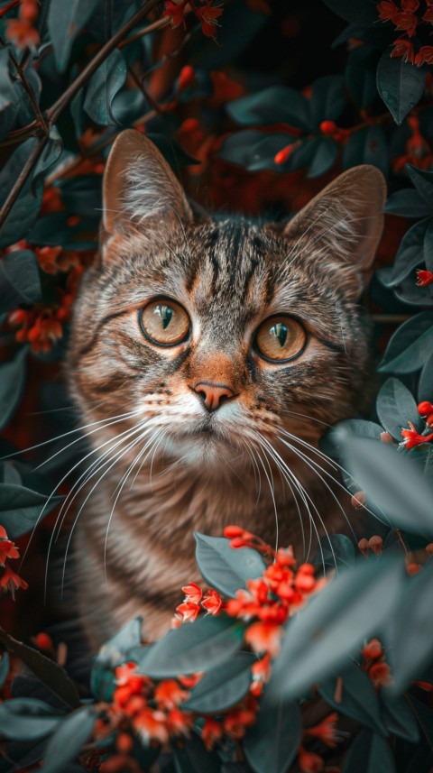 Cute Cat With Flowers Kittens Kitty Outdoor Aesthetic  (494)