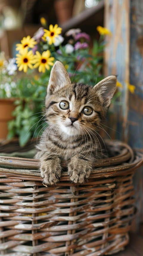 Cute Cat With Flowers Kittens Kitty Outdoor Aesthetic  (461)