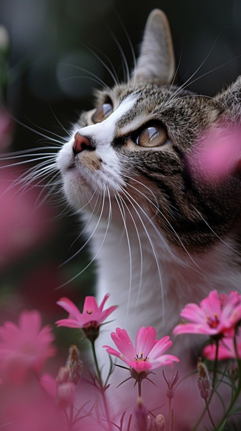 Cute Cat With Flowers Kittens Kitty Outdoor Aesthetic  (469)