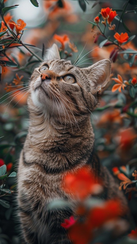 Cute Cat With Flowers Kittens Kitty Outdoor Aesthetic  (457)