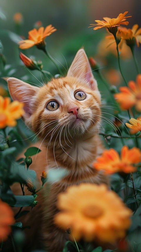 Cute Cat With Flowers Kittens Kitty Outdoor Aesthetic  (489)