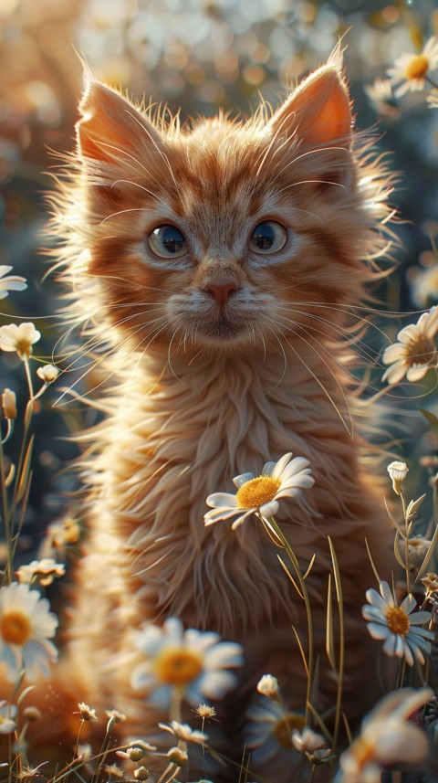 Cute Cat With Flowers Kittens Kitty Outdoor Aesthetic  (463)