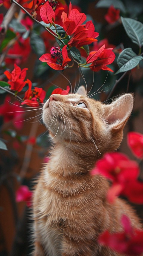 Cute Cat With Flowers Kittens Kitty Outdoor Aesthetic  (456)