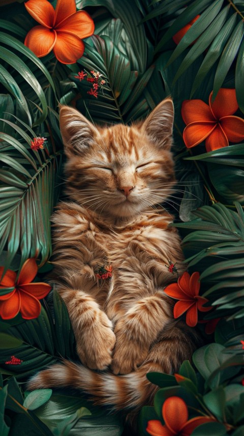 Cute Cat With Flowers Kittens Kitty Outdoor Aesthetic  (491)
