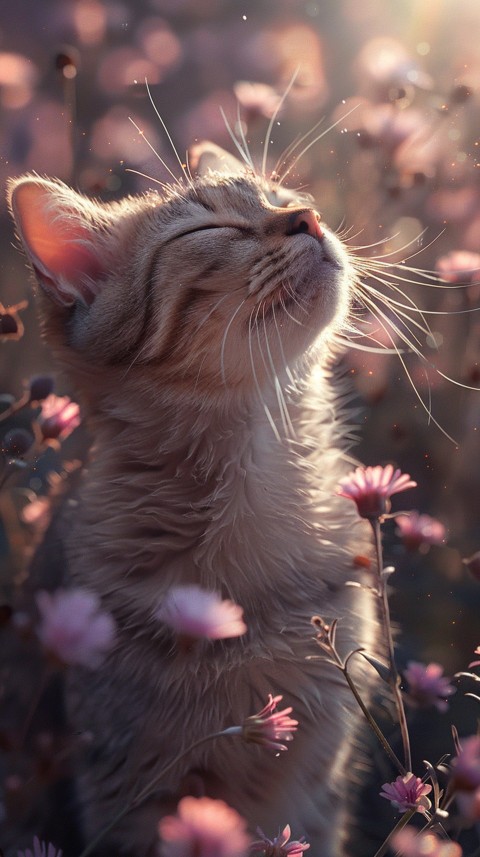Cute Cat With Flowers Kittens Kitty Outdoor Aesthetic  (493)