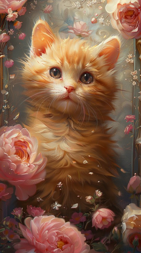 Cute Cat With Flowers Kittens Kitty Outdoor Aesthetic  (453)