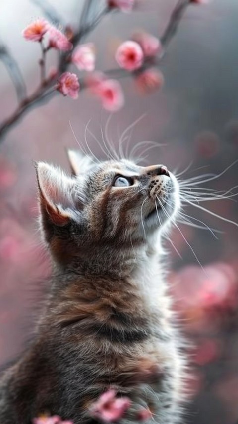 Cute Cat With Flowers Kittens Kitty Outdoor Aesthetic  (510)