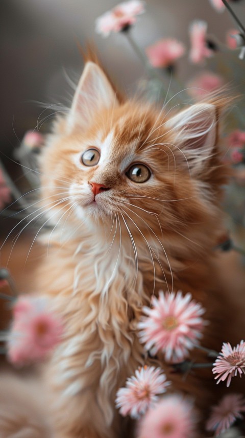 Cute Cat With Flowers Kittens Kitty Outdoor Aesthetic  (520)