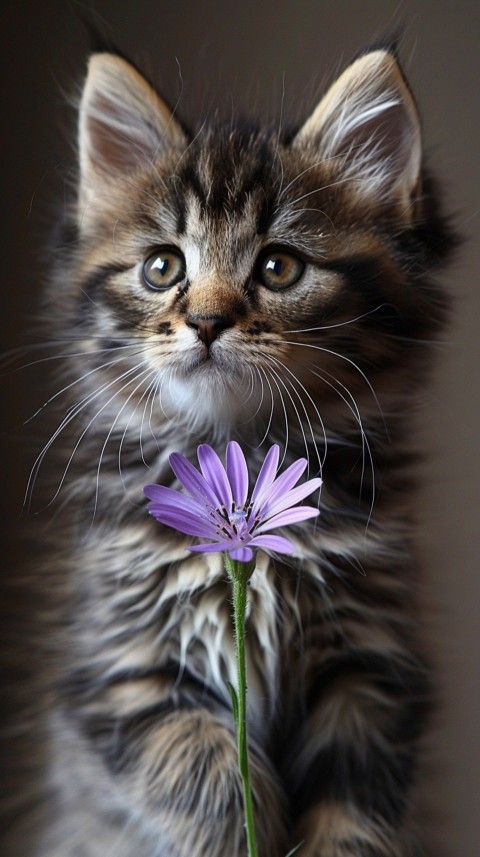 Cute Cat With Flowers Kittens Kitty Outdoor Aesthetic  (524)