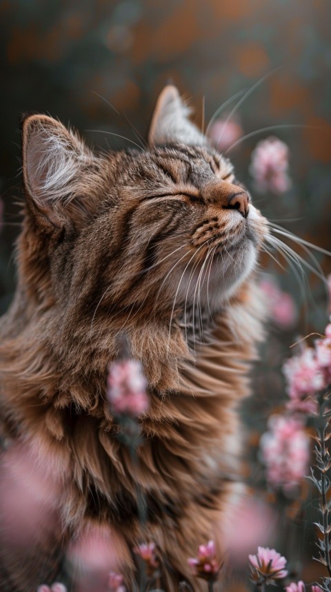 Cute Cat With Flowers Kittens Kitty Outdoor Aesthetic  (508)