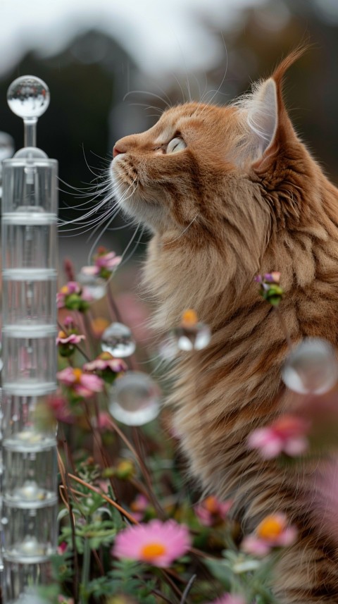Cute Cat With Flowers Kittens Kitty Outdoor Aesthetic  (546)