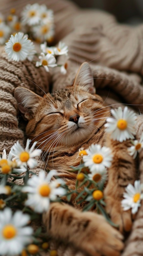 Cute Cat With Flowers Kittens Kitty Outdoor Aesthetic  (512)