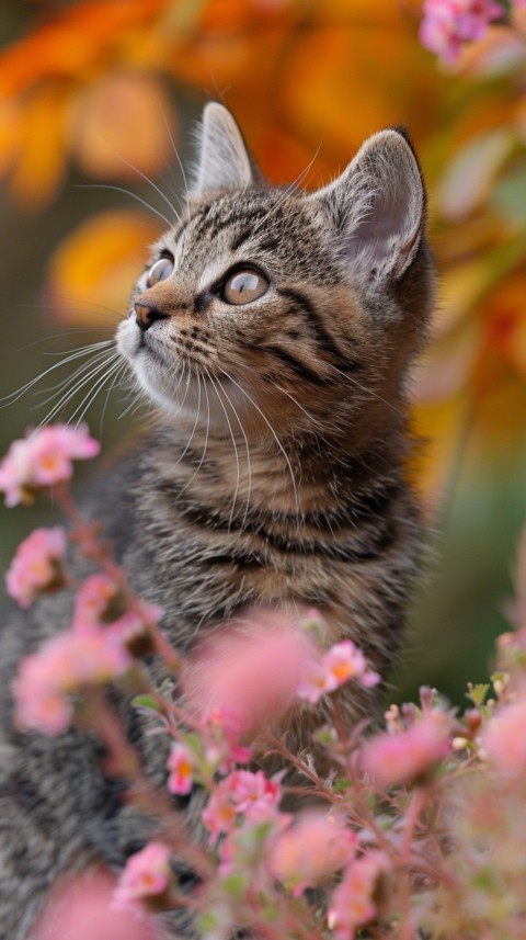 Cute Cat With Flowers Kittens Kitty Outdoor Aesthetic  (518)