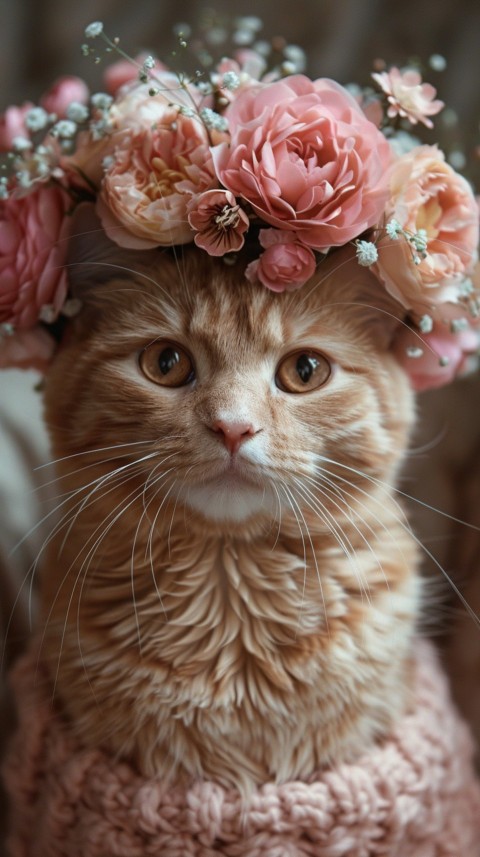 Cute Cat With Flowers Kittens Kitty Outdoor Aesthetic  (540)