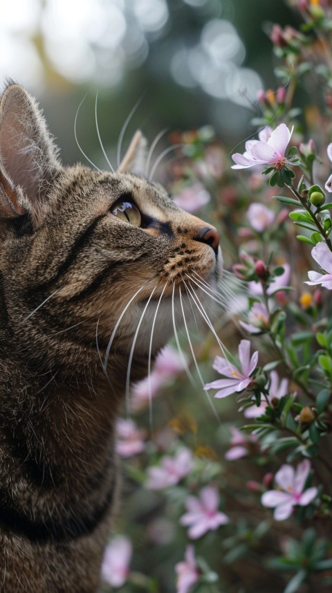Cute Cat With Flowers Kittens Kitty Outdoor Aesthetic  (539)