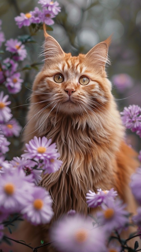 Cute Cat With Flowers Kittens Kitty Outdoor Aesthetic  (509)