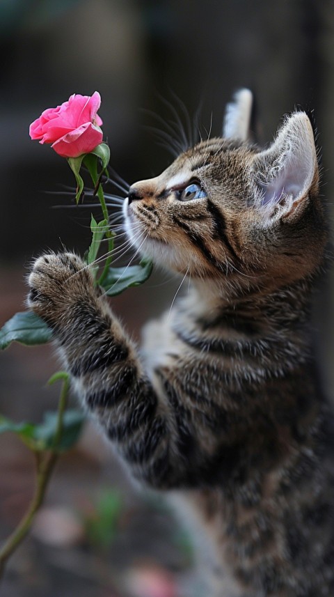 Cute Cat With Flowers Kittens Kitty Outdoor Aesthetic  (505)