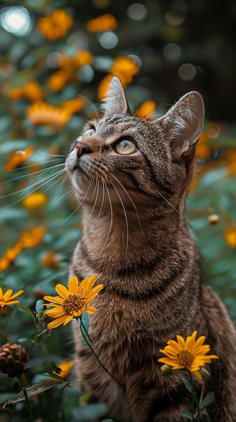 Cute Cat With Flowers Kittens Kitty Outdoor Aesthetic  (513)