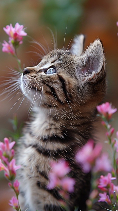 Cute Cat With Flowers Kittens Kitty Outdoor Aesthetic  (527)