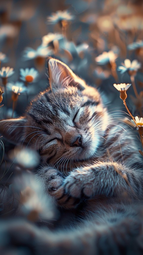 Cute Cat With Flowers Kittens Kitty Outdoor Aesthetic  (516)