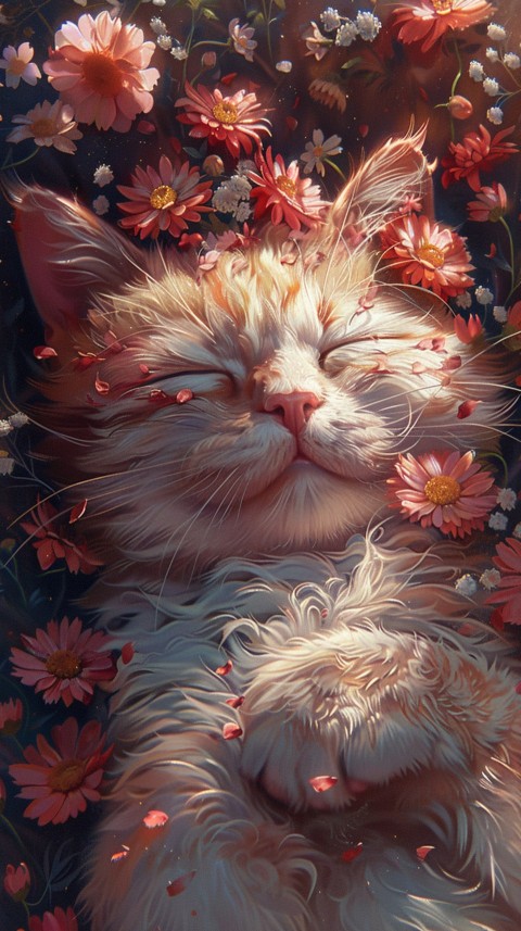 Cute Cat With Flowers Kittens Kitty Outdoor Aesthetic  (543)