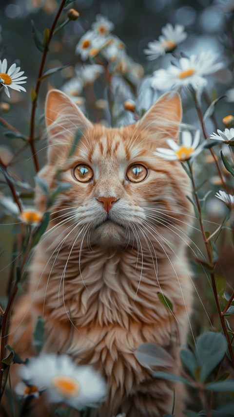 Cute Cat With Flowers Kittens Kitty Outdoor Aesthetic  (519)
