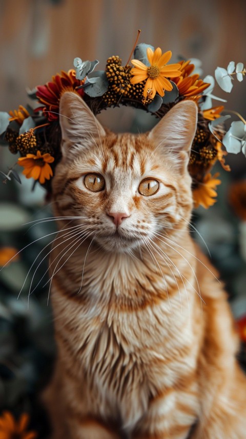 Cute Cat With Flowers Kittens Kitty Outdoor Aesthetic  (530)