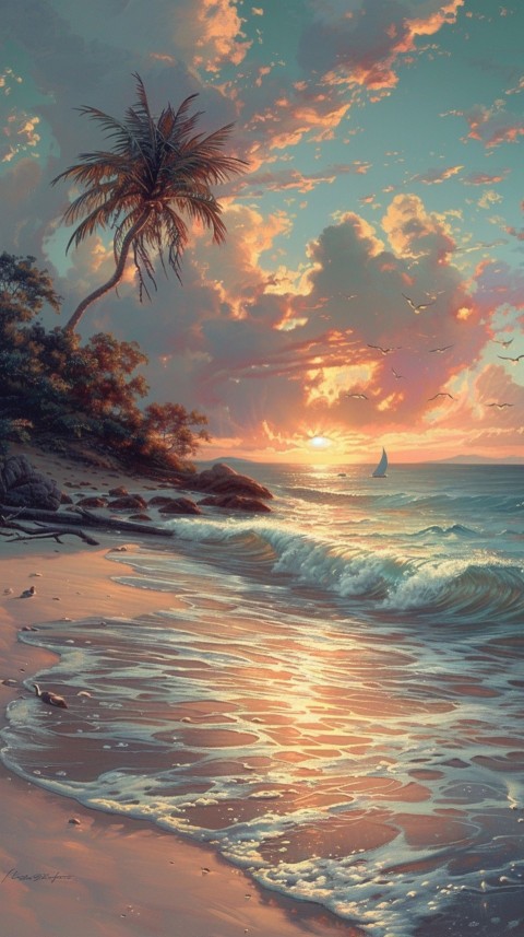 Evening Beach Aesthetic Calm and Relaxing Sea Waves (110)