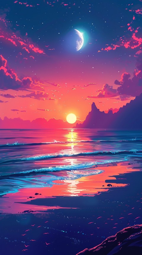 Evening Beach Aesthetic Calm and Relaxing Sea Waves (536)