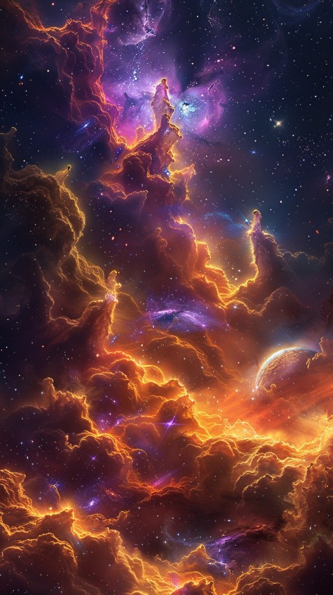 A colorful nebula aesthetic in space with clouds and stars in the background abstract galaxy (79)