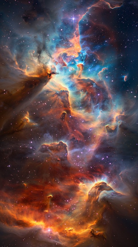 A colorful nebula aesthetic in space with clouds and stars in the background abstract galaxy (185)