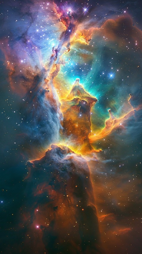 A colorful nebula aesthetic in space with clouds and stars in the background abstract galaxy (189)